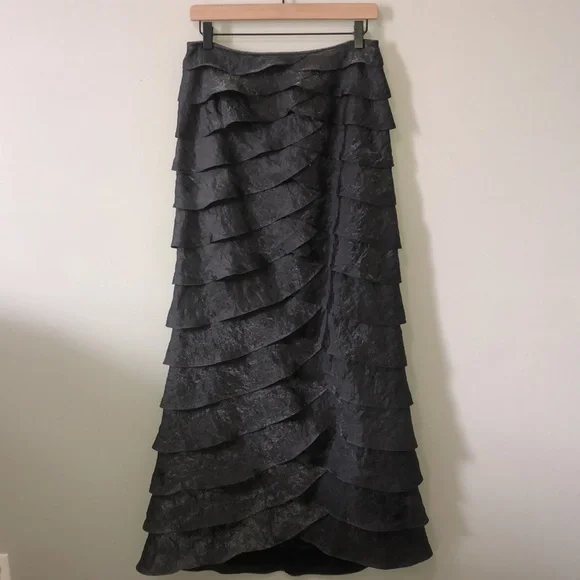 Adrianna Papell 2 Piece Formal Dress Top and Full Length Skirt Grey Metallic - Picture 9 of 13